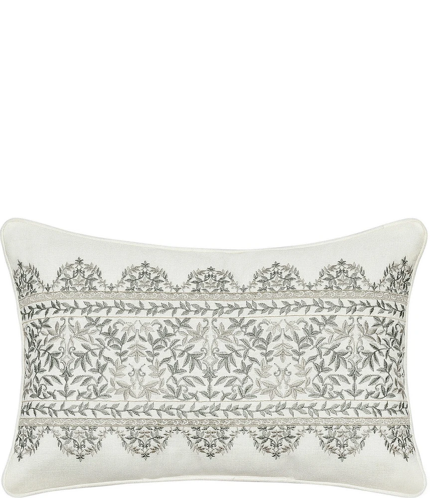 J. Queen New York Arbour Grove Leaf Embroidered Medallion Silhouette Boudoir Pillow
