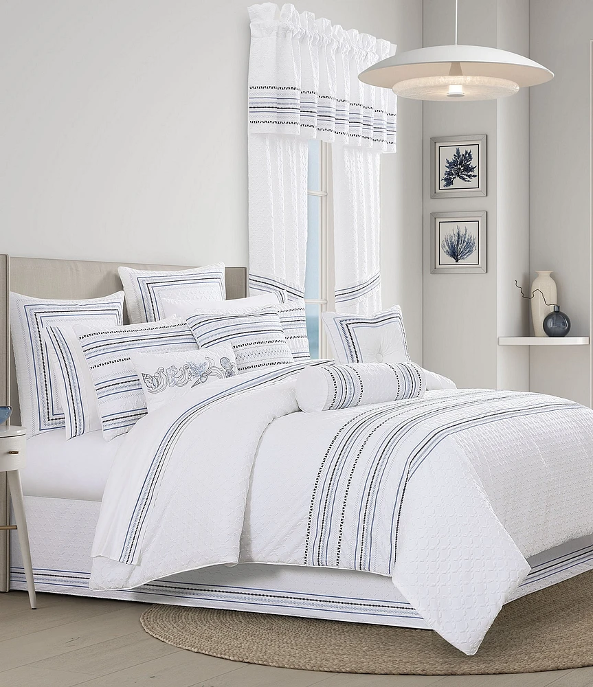 J. Queen New York Bayside Embroidered Nautical Striped Comforter Set