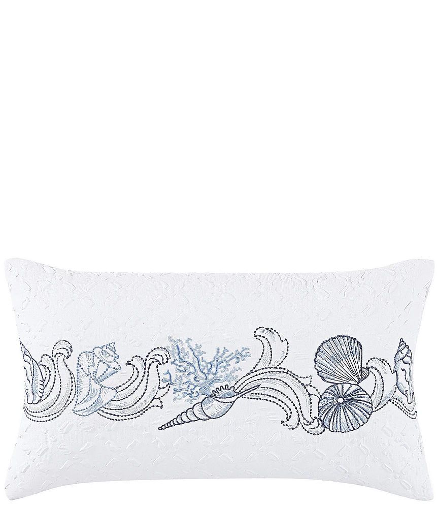 J. Queen New York Bayside Embroidered Seashell Boudoir Throw Pillow