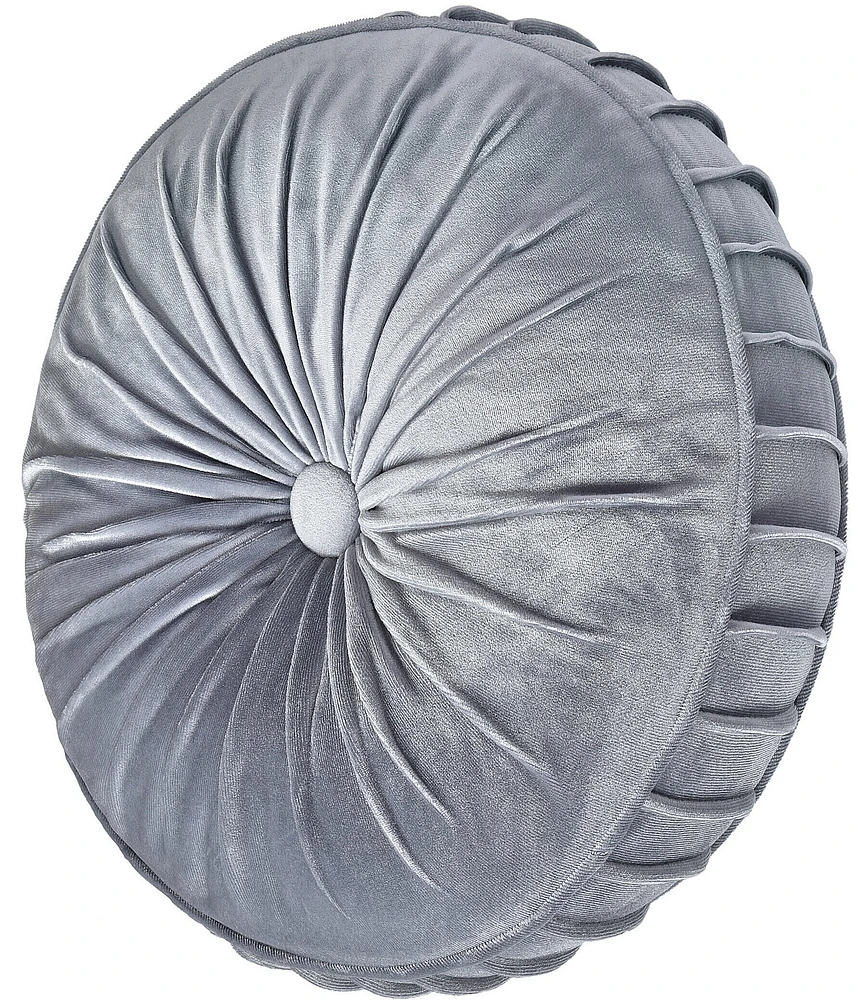 J. Queen New York Dicaprio Button-Tufted Pleated Round Pillow