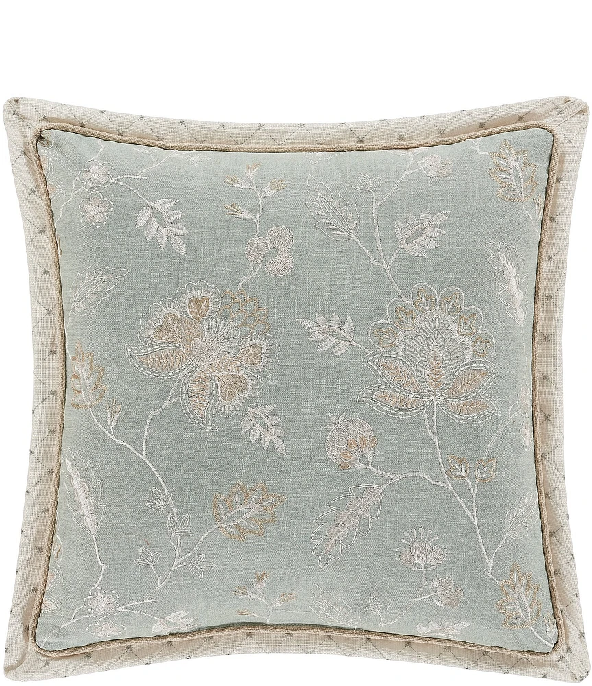 J. Queen New York Garden View Floral Embroidery Square Pillow