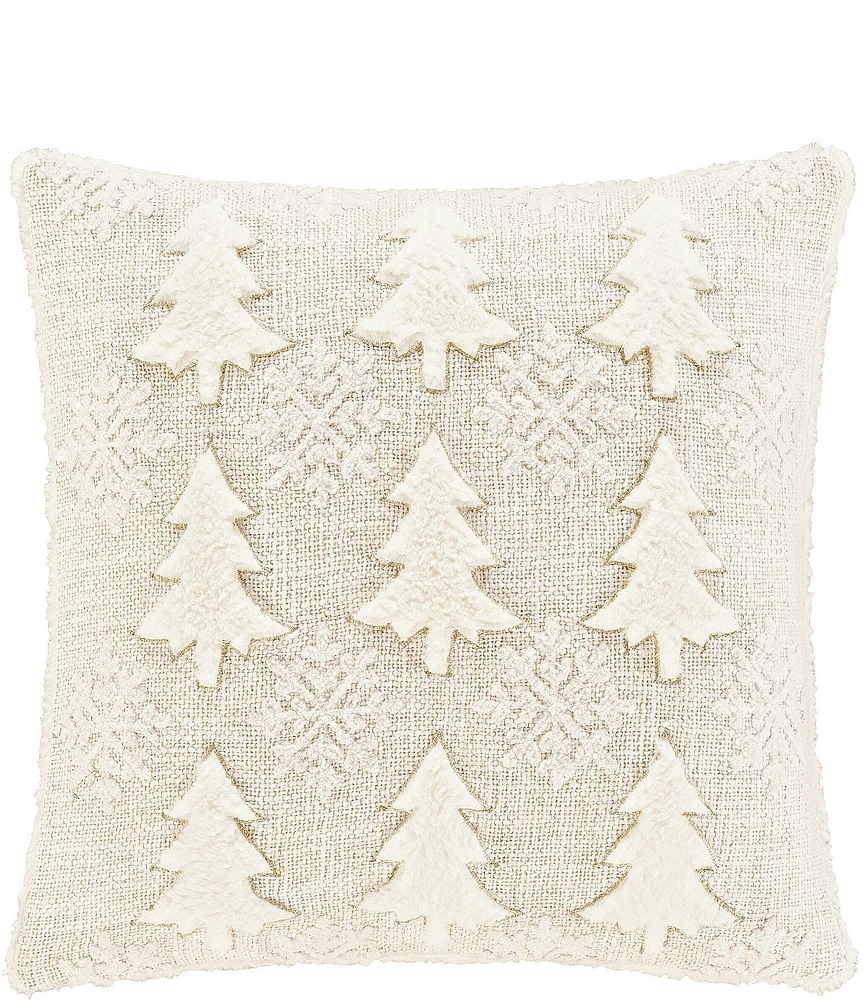 J. Queen New York Holiday Collection All that Glitters Large Scale Faux-Fur Christmas Tree 18#double; Square Pillow
