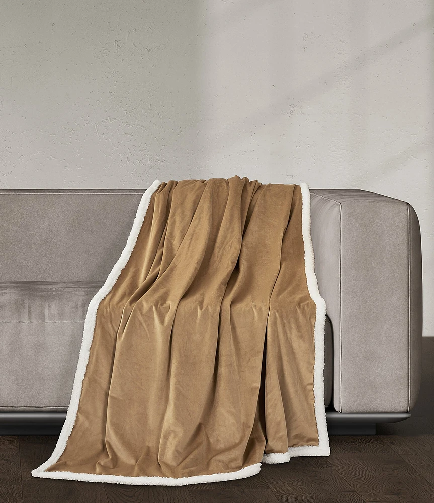 J. Queen New York Townsend Plush Velvet and Sherpa Fabric Reversible Throw