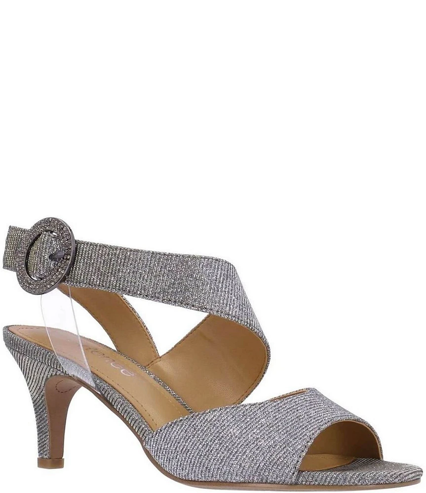 J. Renee Safira Shimmer Fabric Asymmetrical Dress Sandals