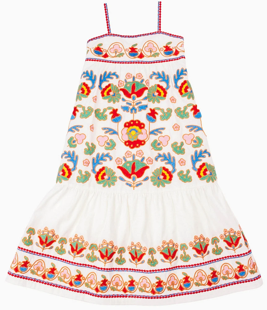 J.Marie Big Girls Landon Embroidered Tiered Dress