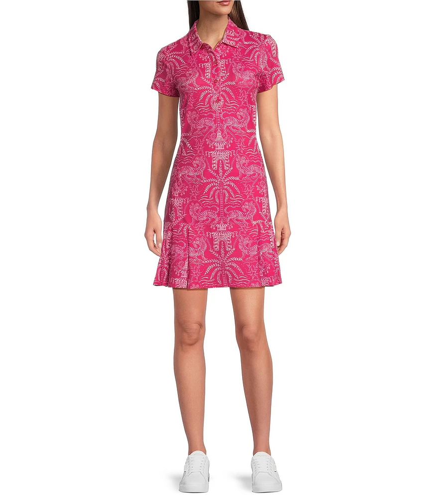 J.McLaughlin Dorte Printed Catalina Cloth Point Collar Cap Sleeve Dress