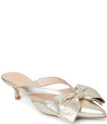 Jack Rogers Cynthia Metallic Leather Bow Detail Dress Mules