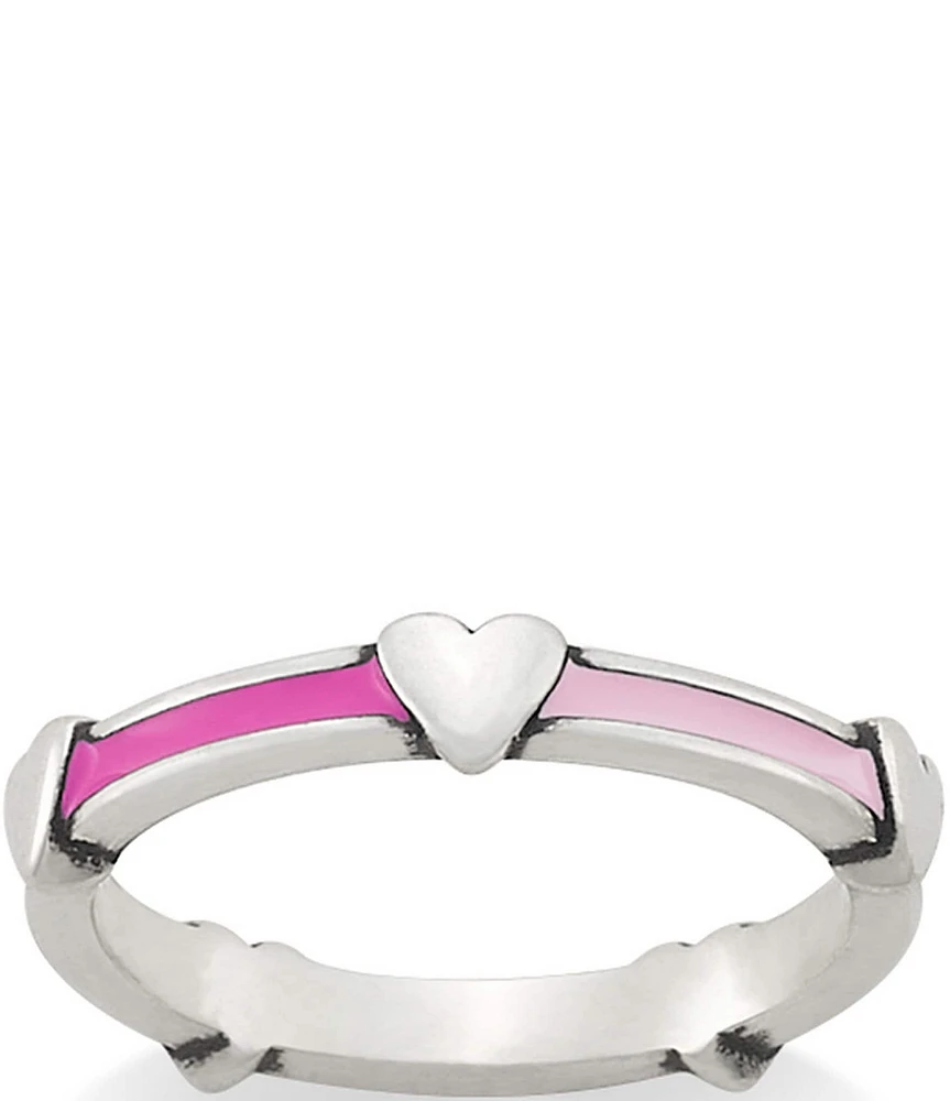 James Avery Enamel Multi-Pink Hearts Band Ring