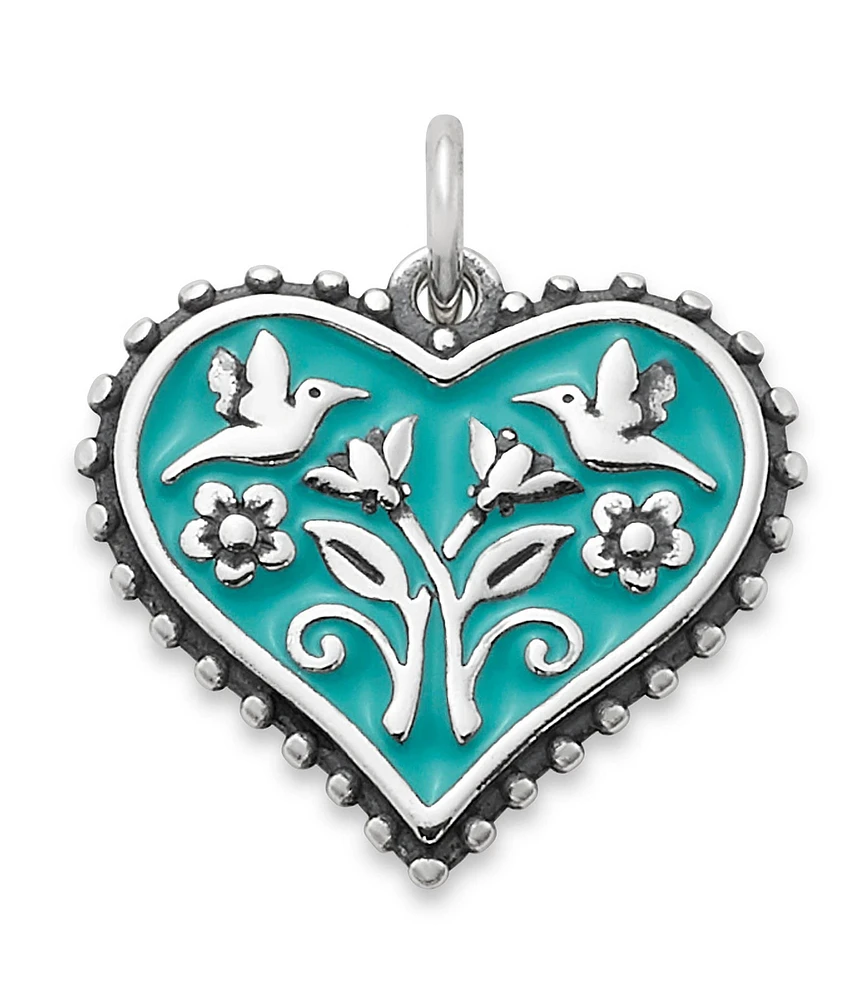 James Avery Teal Heart In Bloom Charm