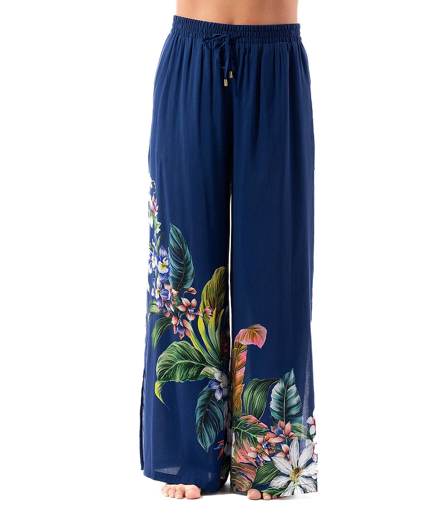 Jantzen Palm Delight Josephine Elastic Drawcord Waist Pull-On Pants