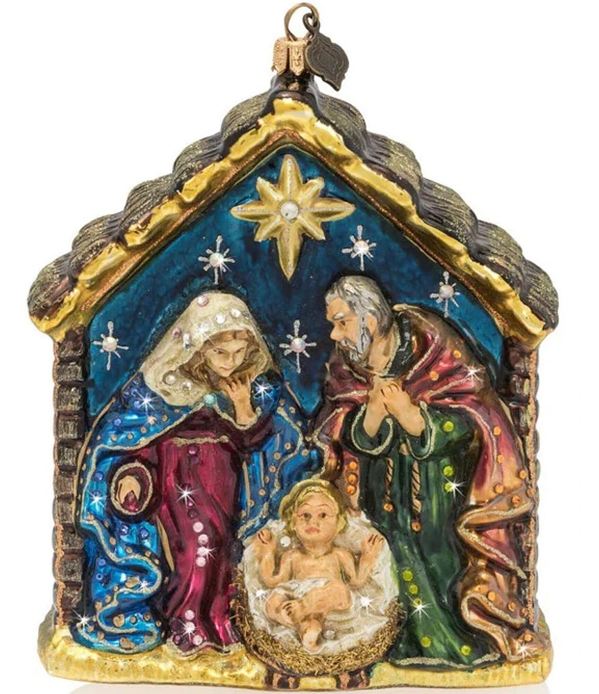 Jay Strongwater Holiday Collection Holy Family Glass Ornament