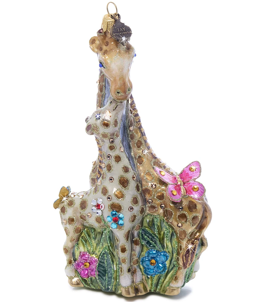 Jay Strongwater Holiday Collection Mom and Baby Giraffe Glass Ornament