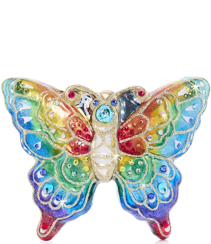 Jay Strongwater Holiday Collection Rainbow Butterfly Glass Ornament