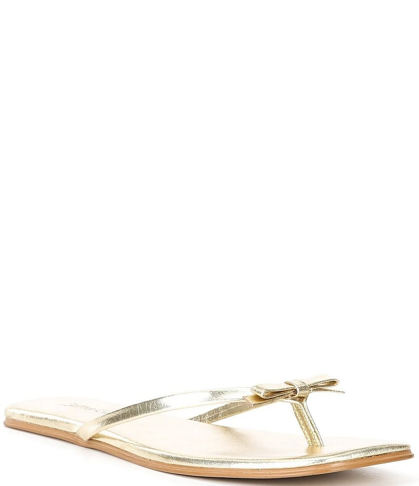 Jeffrey Campbell At-Peace Patent Leather Bow Flip Flop Sandals