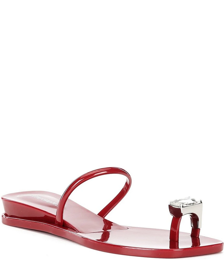 Jeffrey Campbell Balia Jelly Toe Ring Jewel Ornament Wedge Slide Sandals