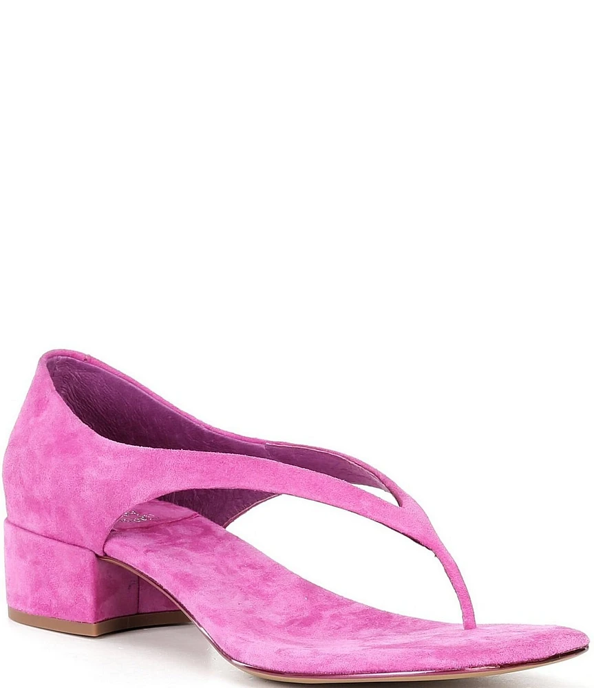 Jeffrey Campbell Emelie Suede Closed Back Block Heel Thong Sandals