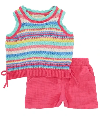 Jessica Simpson Baby Girls Flower Crochet Short Set