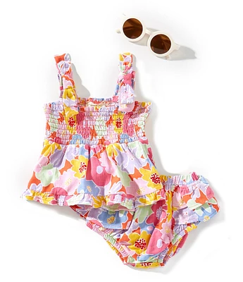 Jessica Simpson Baby Girls Sleeveless Floral-Printed Linen-Blend Tank Top & Matching Bloomers Set