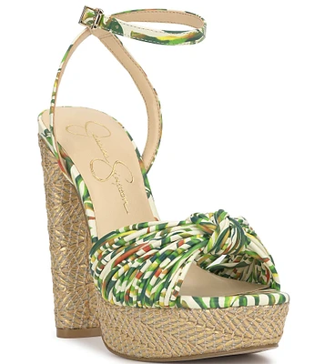 Jessica Simpson Immie Palm Print Platform Dress Sandals