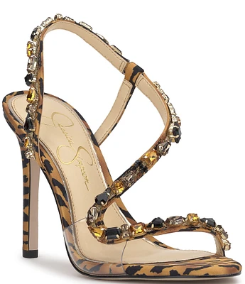 Jessica Simpson Jaycin Tiger Print Jewel Embellished Dress Sandals