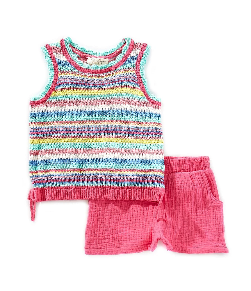 Jessica Simpson Little Girls Top & Flower Crochet Shorts Set