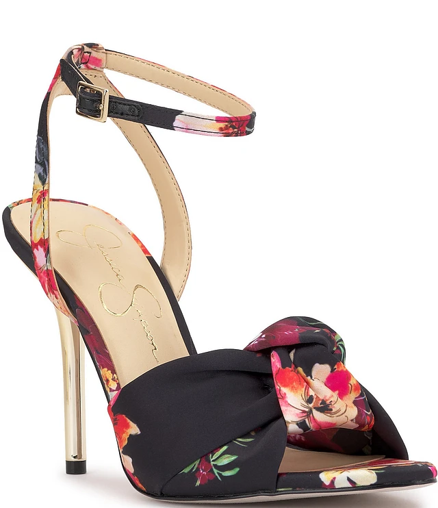 jaycin metallic embossed jewel embellished asymmetrical dress sandals Jaycin High Heel in Gold
