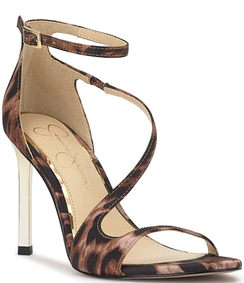 Jessica Simpson Qamille Leopard Asymmetrical Strap Dress Sandals