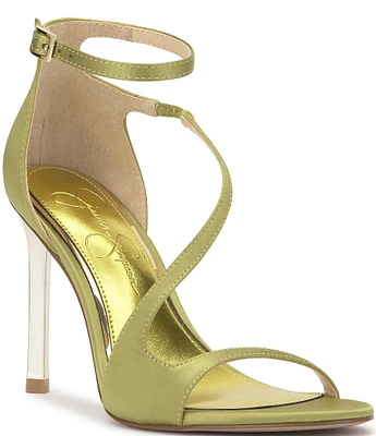 Jessica Simpson Qamille Satin Asymmetrical Strap Dress Sandals