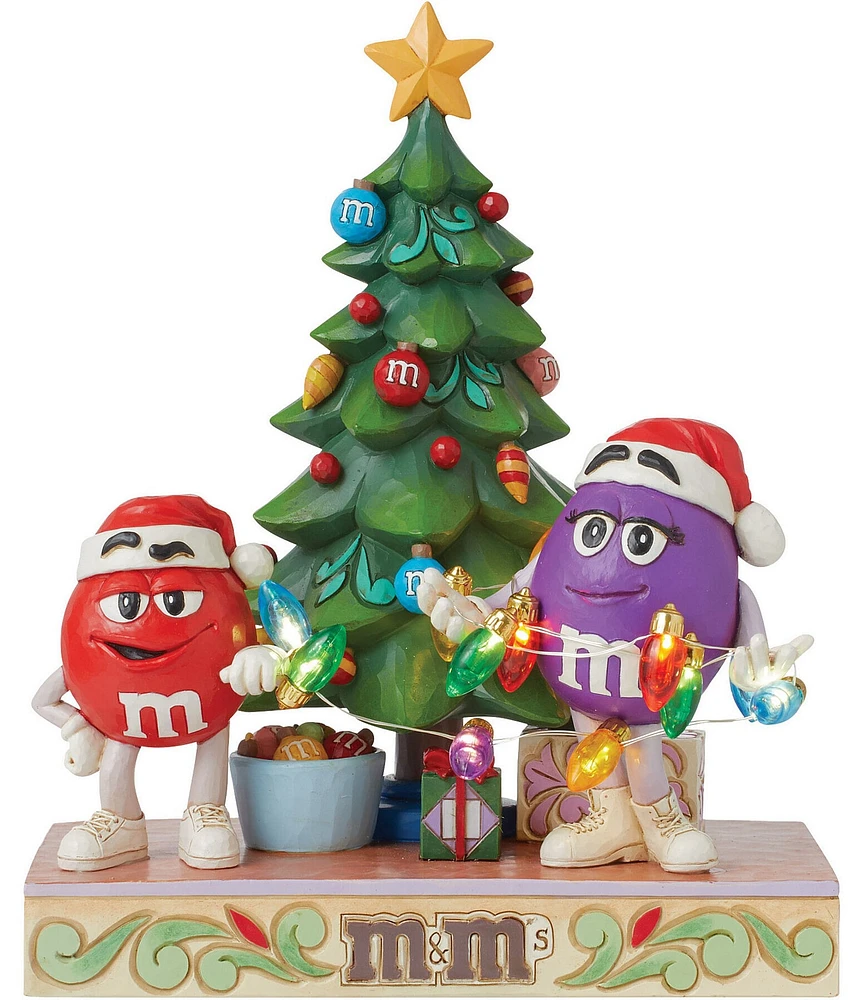 Jim Shore M&M's® LED Lighted Red & Purple Characters with Christmas Tree Figurine