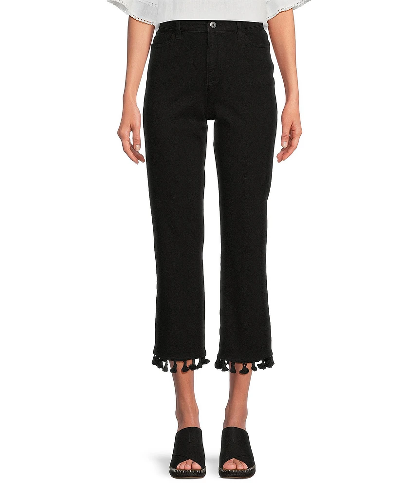 John Mark Petite Size Tassel Trim Hem Ankle Pants