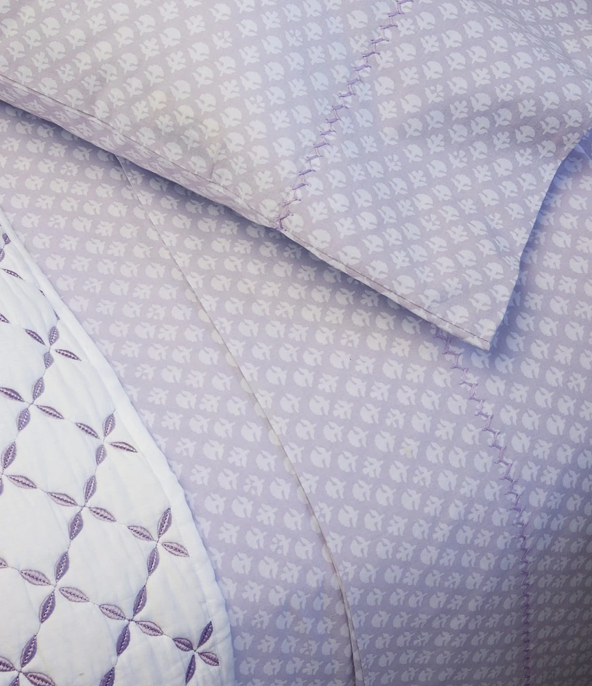 John Robshaw 200-Thread Count Bindi Organic Washed Dainty Floral Printed Cotton Percale Sheet Set