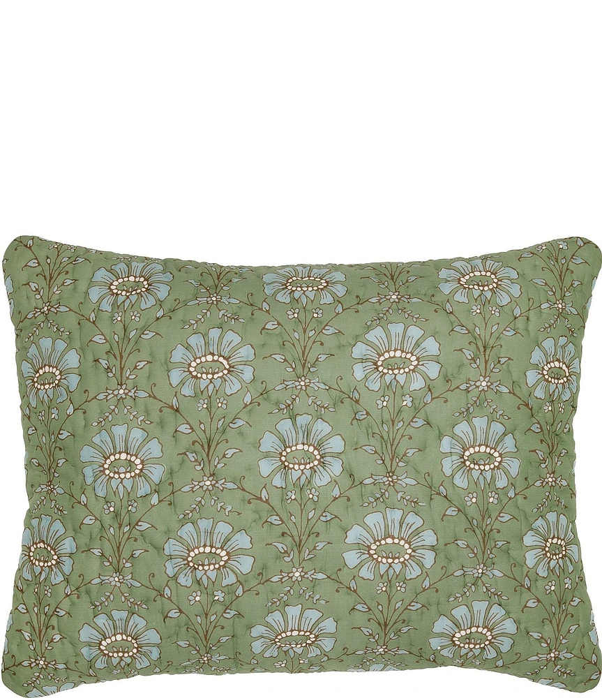 John Robshaw Jeeva Sage Cotton Voile Floral Pillow Sham