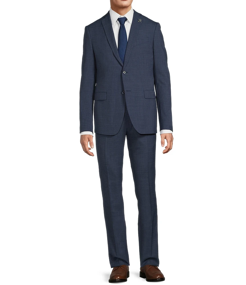 John Varvatos Slim Fit Flat Front Houndstooth Wool Blend 2-Piece Suit