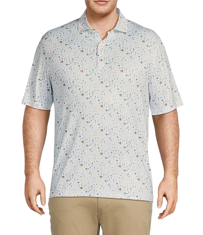 Johnnie-O Big & Tall Bar Cart Print Performance Stretch Short Sleeve Polo Shirt