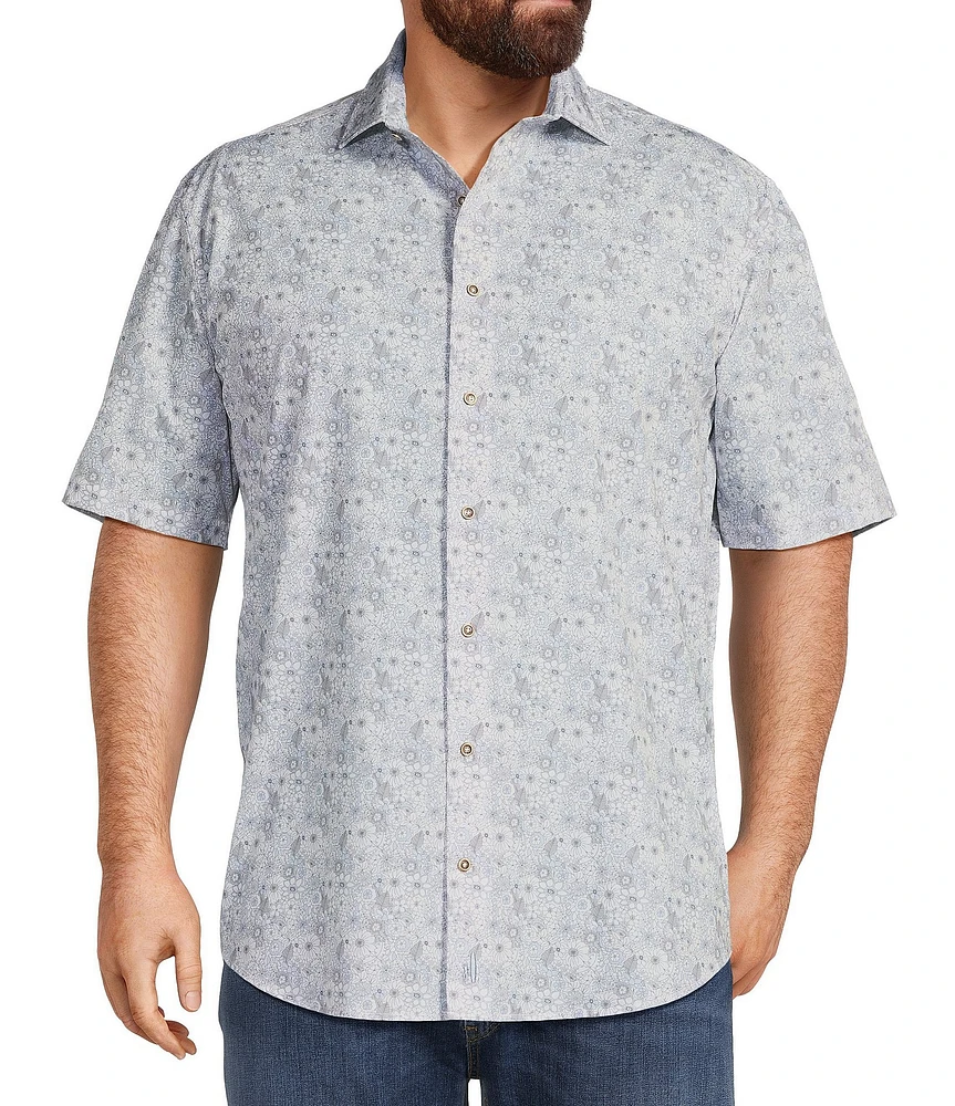 Johnnie-O Big & Tall Kayce Stretch Knit Short Sleeve Woven Shirt