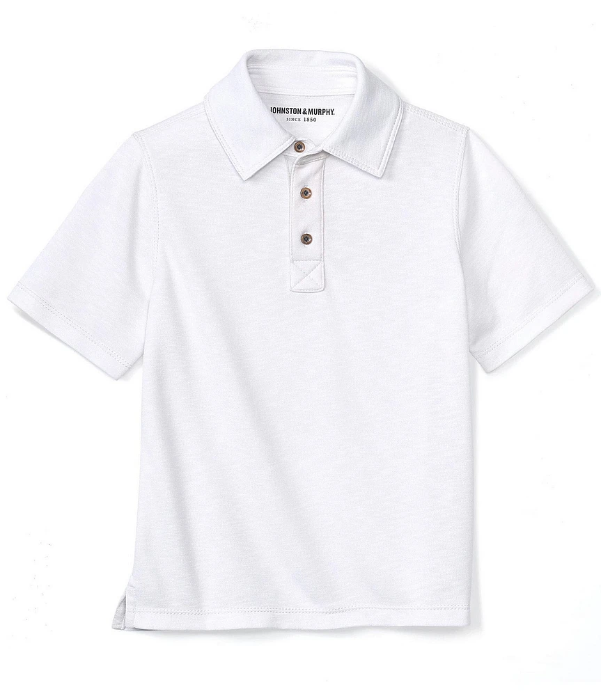 Johnston & Murphy Big Boys Short Sleeve Slub Polo Shirt