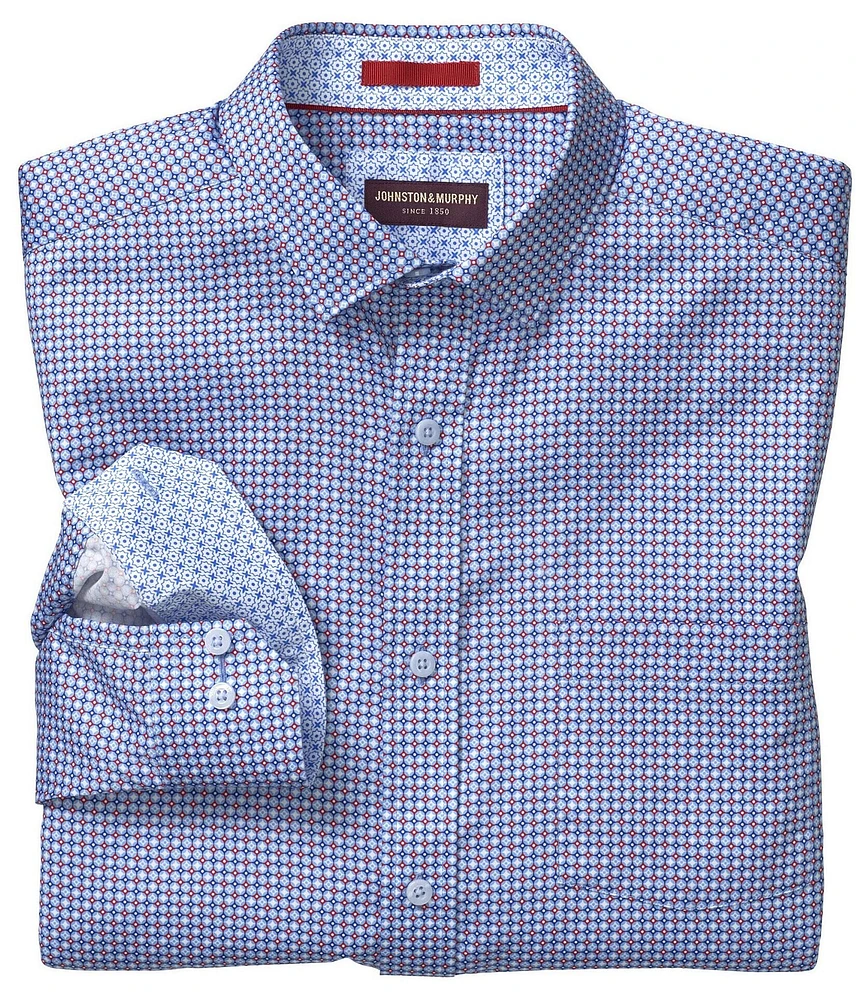 Johnston & Murphy Circle Star Print Long Sleeve Woven Shirt