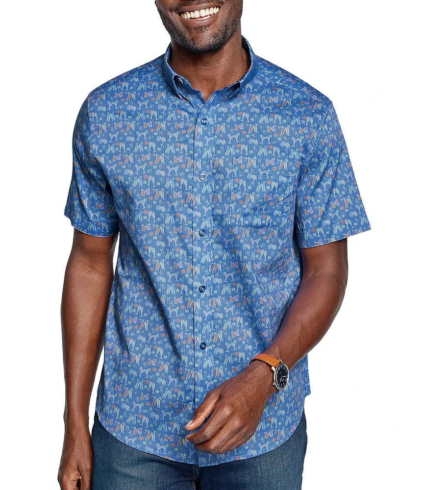 Johnston & Murphy Cocktail Print Short Sleeve Woven Shirt