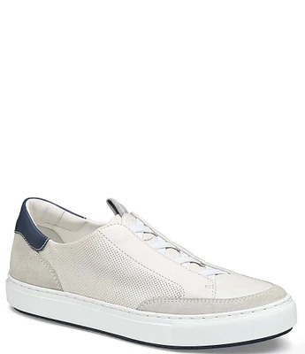 Johnston & Murphy Collection Men's Anson Perforated Sheepskin Stretch Lace-to-Toe Sneakers