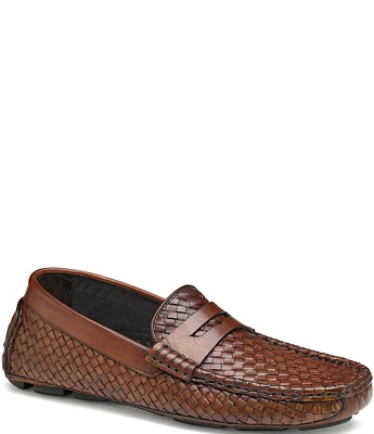 Johnston & Murphy Collection Men's Dayton Woven Leather Penny Loafers