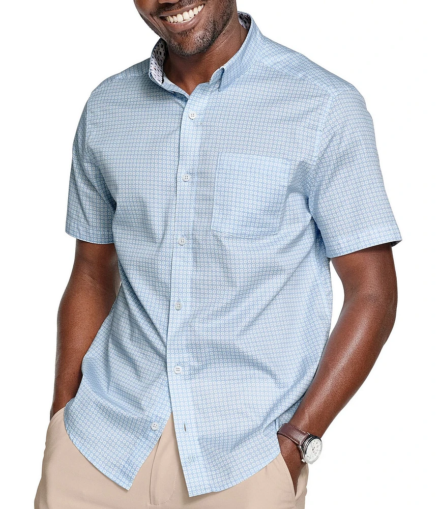 Johnston & Murphy Diamond Print Short Sleeve Woven Shirt