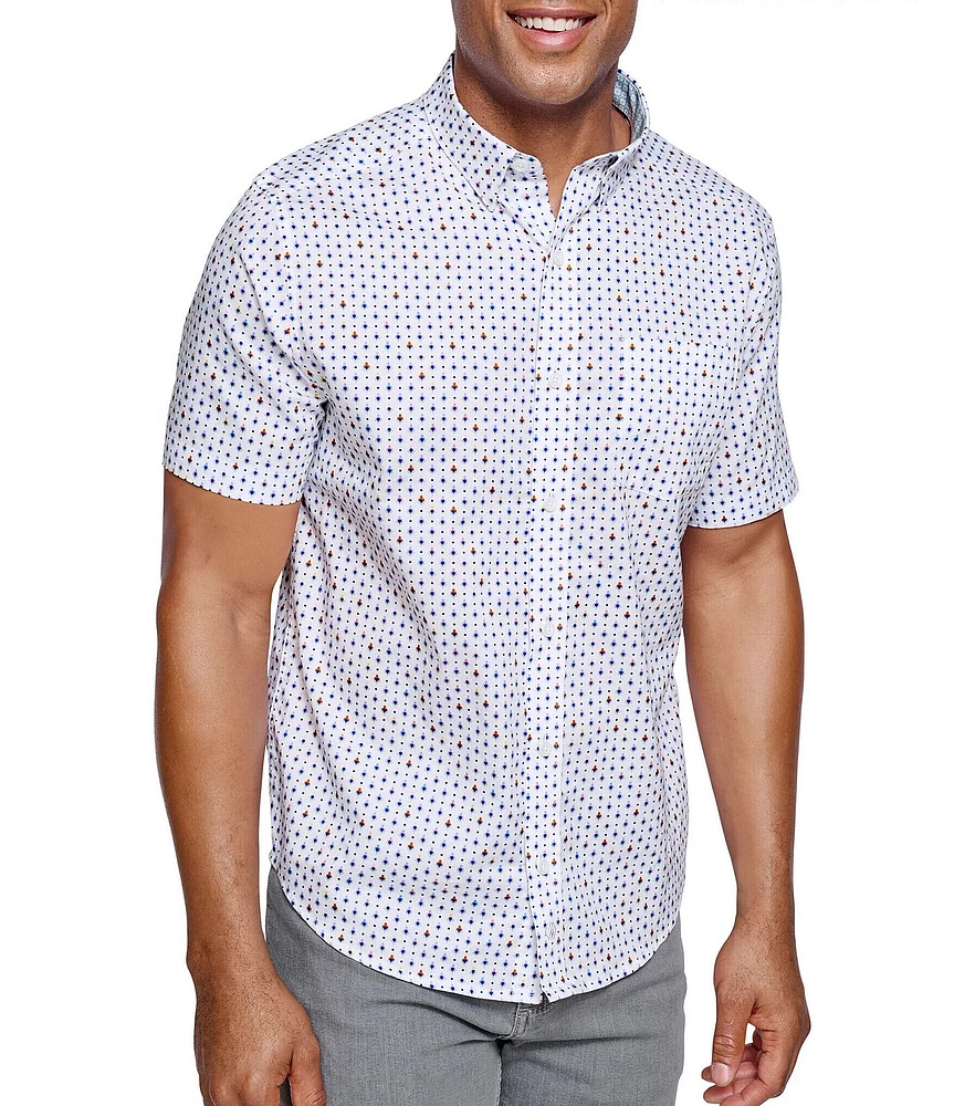 Johnston & Murphy Ditsy Floral Print Short Sleeve Woven Shirt