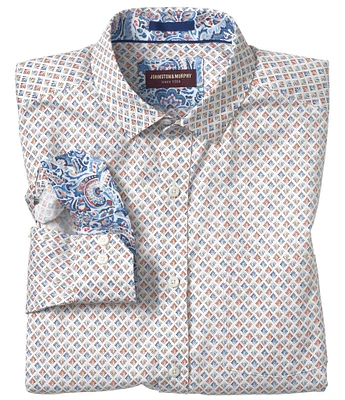Johnston & Murphy Fan Print Long Sleeve Woven Shirt