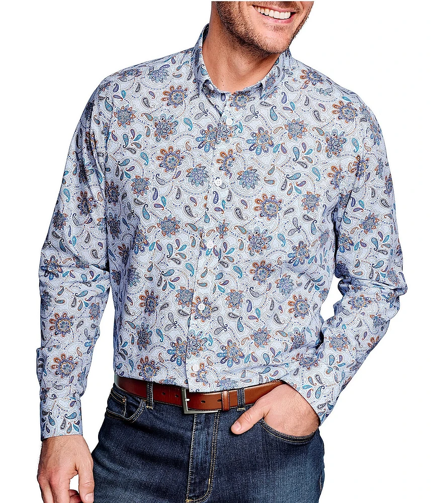 Johnston & Murphy Large Floral Paisley Print Long-Sleeve Woven Shirt