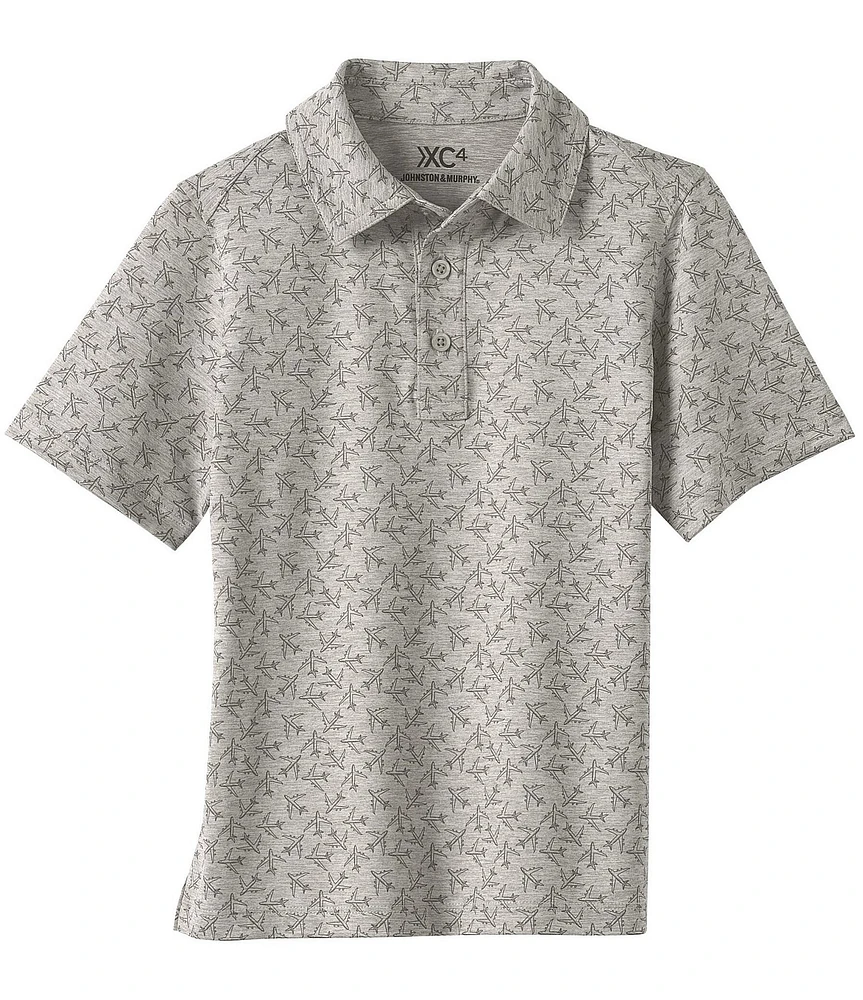 Johnston & Murphy Little/Big Boys 4-16 Short Sleeve XC4 Performance Tonal Airplane Polo Print Shirt