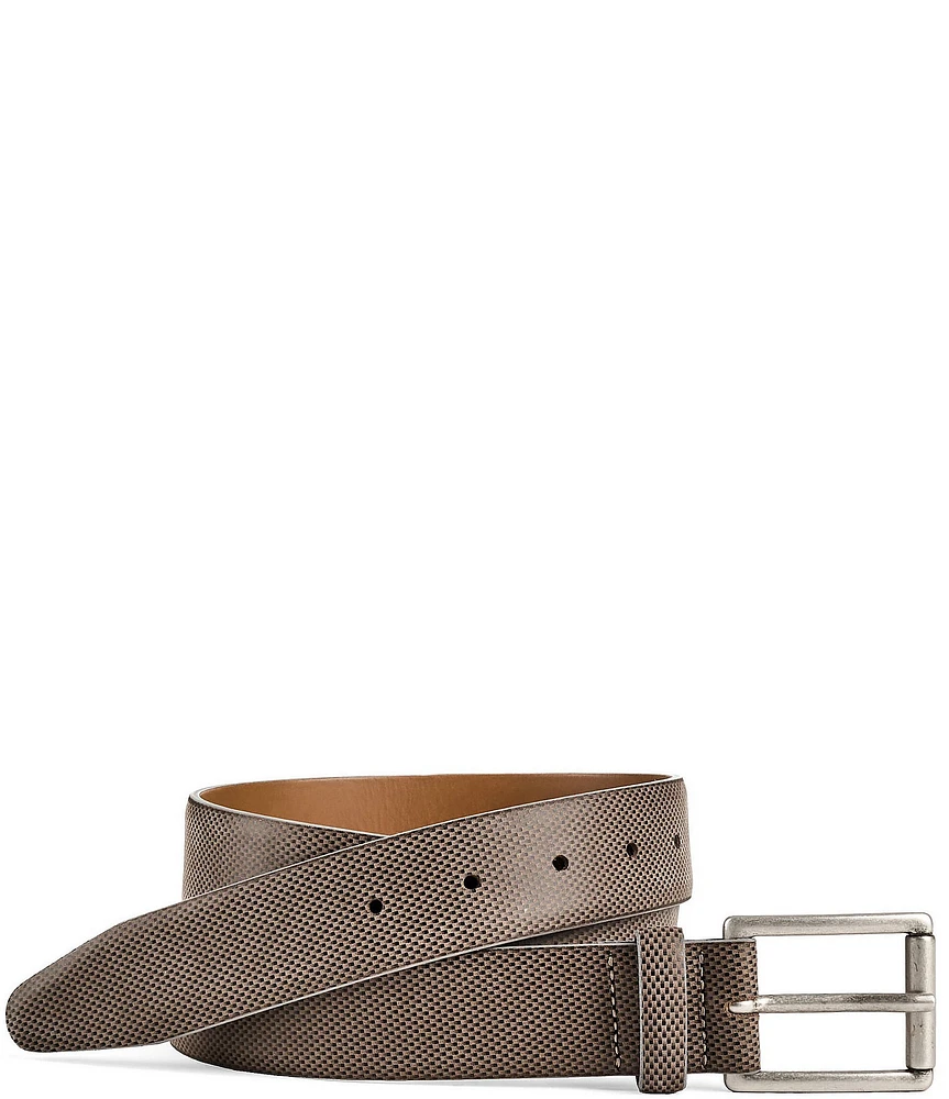 Johnston & Murphy Men's Brushed Micro Check Belt
