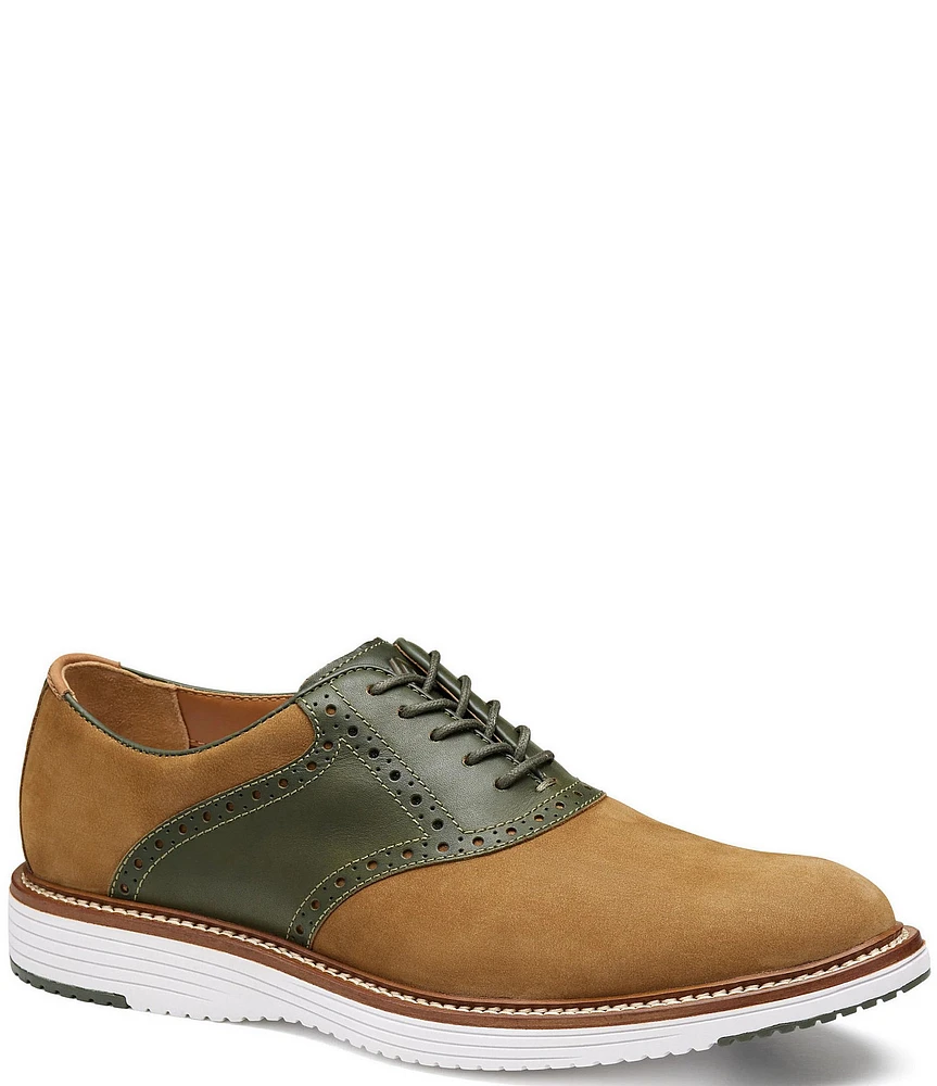 Johnston & Murphy Men's Upton Nubuck Saddle Brogue Detail Oxfords