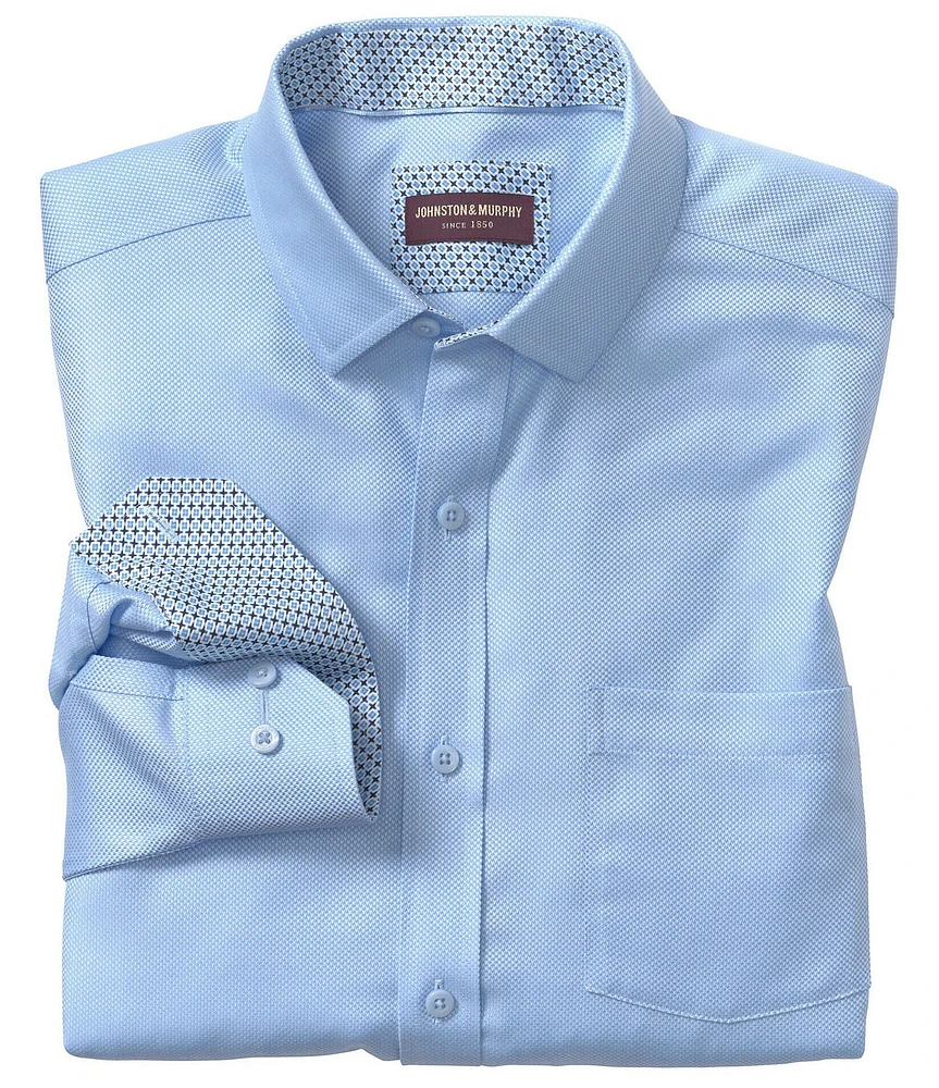 Johnston & Murphy Solid Birdseye Long Sleeve Woven Shirt