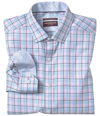 Johnston & Murphy Twill Plaid Long Sleeve Woven Shirt