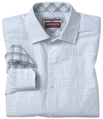 Johnston & Murphy Windowpane Linen Long Blend Sleeve Woven Shirt
